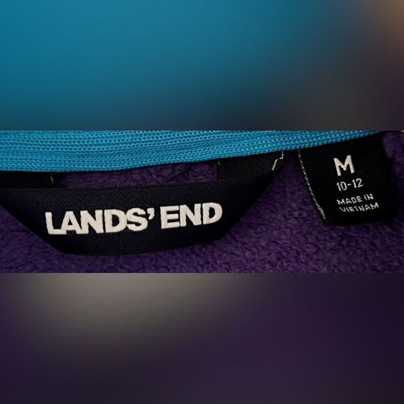 Lands’ End Kids Purple Half Zip Pullover Sweatshirt. Youth Medium. 10-12. 10. 12 - Picture 4 of 5